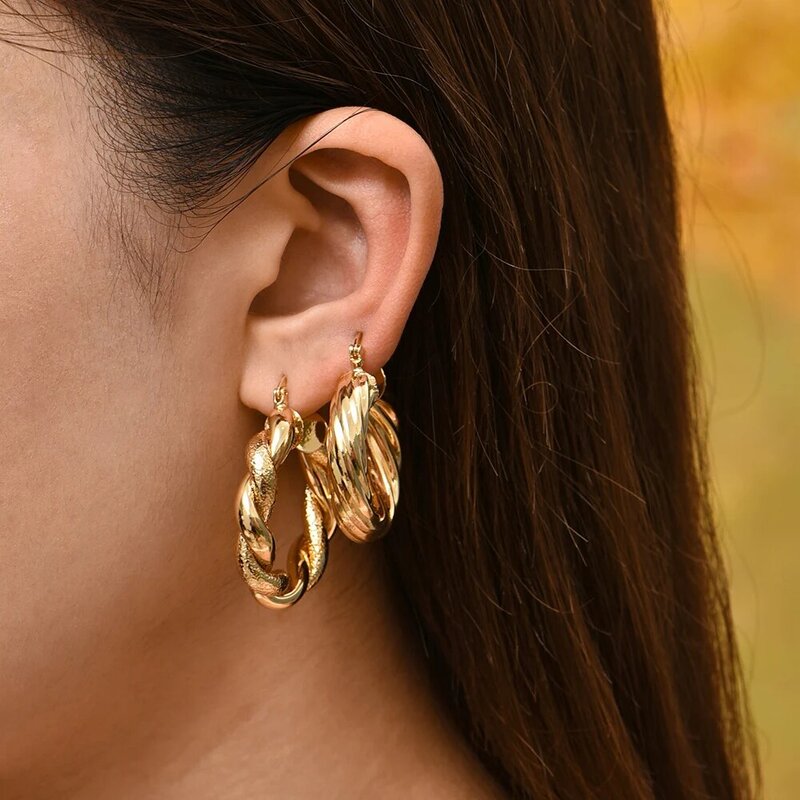 Gold Color Stainless Steel Hoop Earrings for Women Small Simple Round Circle Huggies Ear Rings Steampunk Accessories