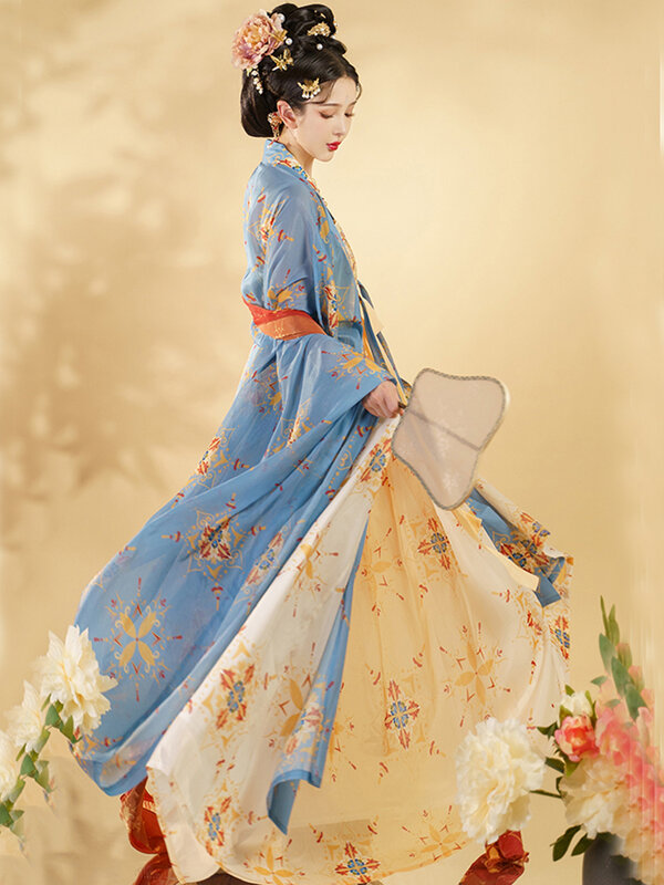 원래 고대 빨간 기모노 Hanfu 드레스 당나라 자수 중국 스타일의 전통 민속 무용 빈티지 코스프레 의상