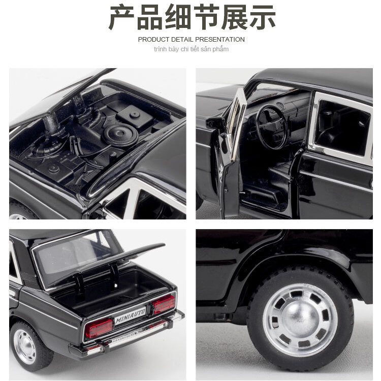1/24 Scale Retro LADA 2106 Diecast Alloy Pull Back Car Collectable Toy Gifts for Children
