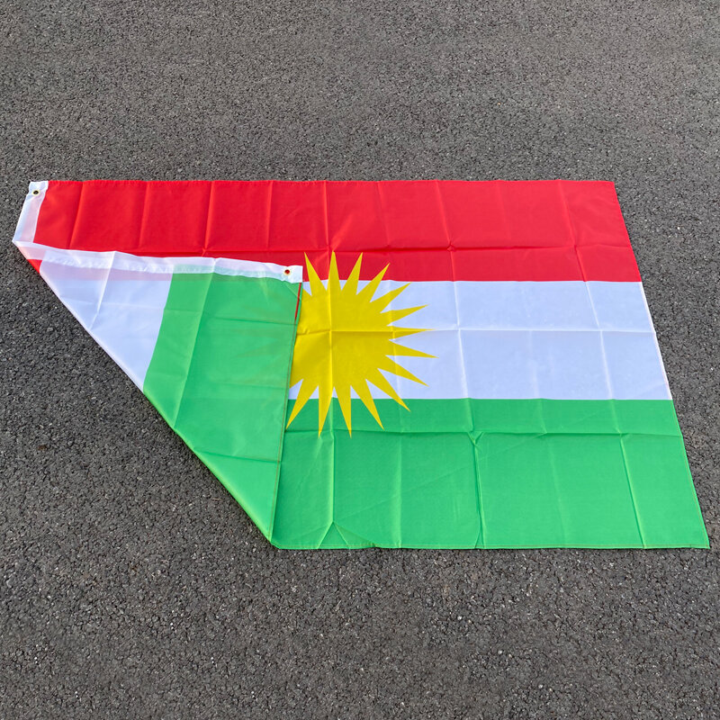 Free Shipping  Kurdish flag 90*150cm Kurdistan Flag Kurdish Polyester Hanging Flag and Bannes 2 Sides Printed Home flag