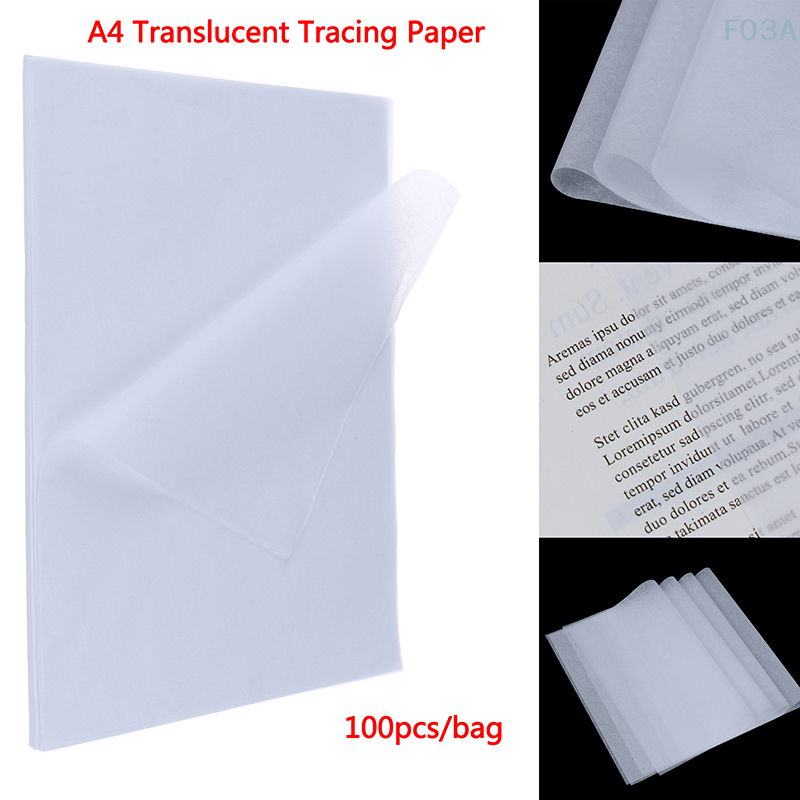 半透明トレーシング紙、a4コピー転写、印刷、製図用紙、100個