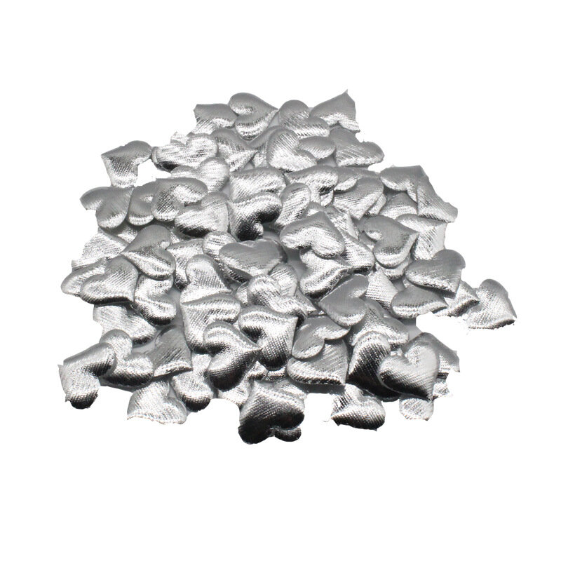 100Pcs 35mm romantico spugna tessuto di raso cuore petali matrimonio Confetti tavolo fai da te oro argento panno decorazioni per san valentino