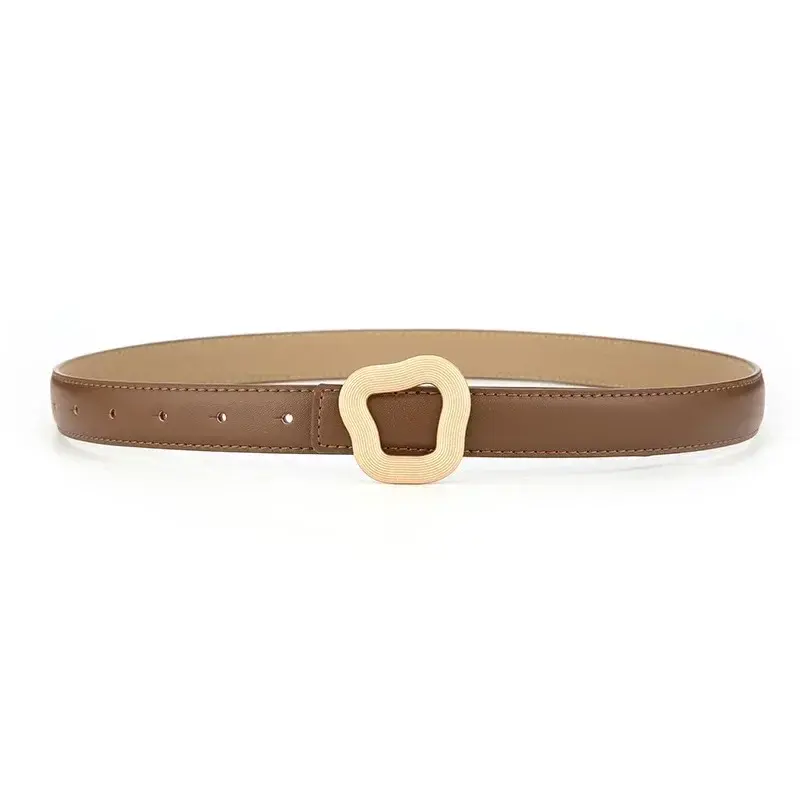 2024 Famous New Tideway Version Minimalist Belt Women's Leather Belt with Cowhide Matching Sweater Windbreaker Decorative Belt