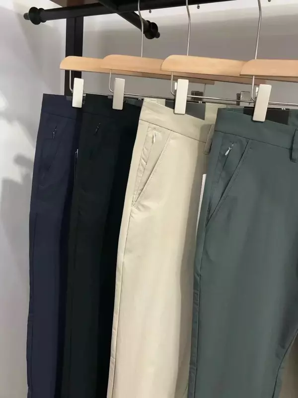 Pantalones de chándal clásicos de secado rápido para hombre, pantalones de chándal casuales con bolsillos con cremallera oculta, pantalones de Color sólido