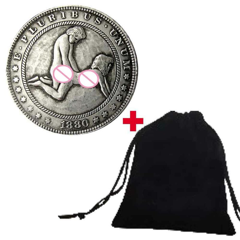 Romantyczny klub sportowy miłosny 1 dolar sztuka para kieszonka na monety decyzja moneta pamiątkowa na szczęście + torba na prezent