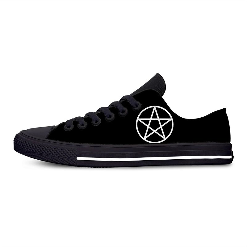 Hot Cool Pentagram Gothic Occult Satan Horror Fashion Cool Casual Cloth Shoes Low Top Board Shoes Men Women Classic Sneakers