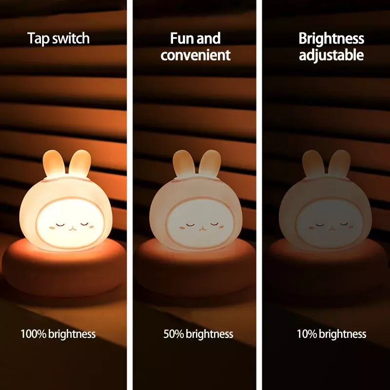 Luce notturna per bambini orso coniglio luce notturna per bambini carino per la camera da letto di casa bambino USB cartone animato lampada a Led regalo di natale