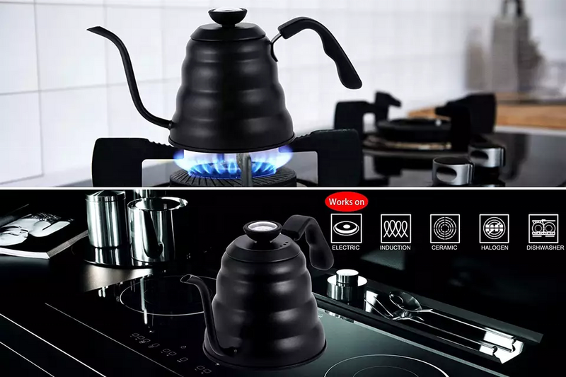 온도계가 있는 커피 드립 주전자, 스테인레스 스틸 거위목 커피 티 포트