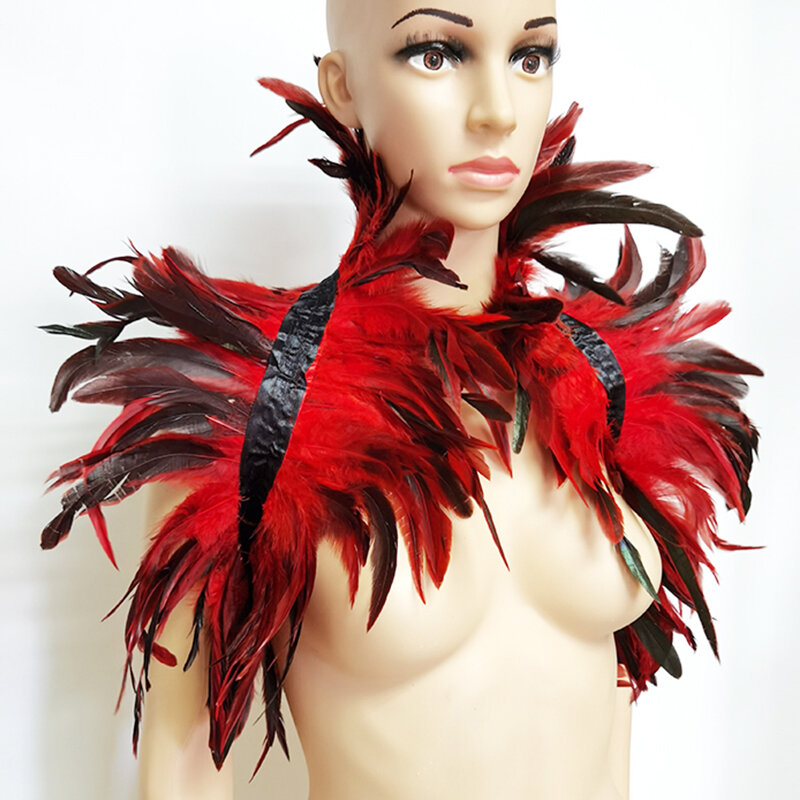 Chal de plumas naturales para mujer, capa envolvente para el hombro, accesorios victorianos para fiesta de Cosplay, actuación en escenario