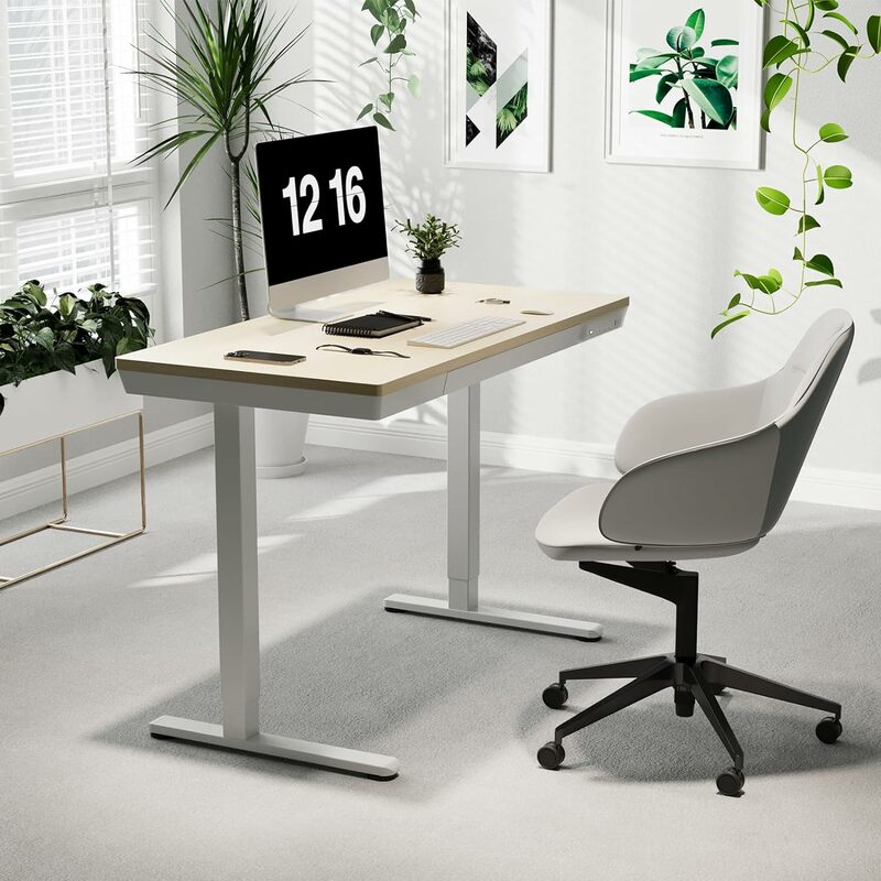 Meja berdiri listrik dengan laci, seluruh bagian 48X24 inci tinggi meja dapat disesuaikan, Meja duduk Modern