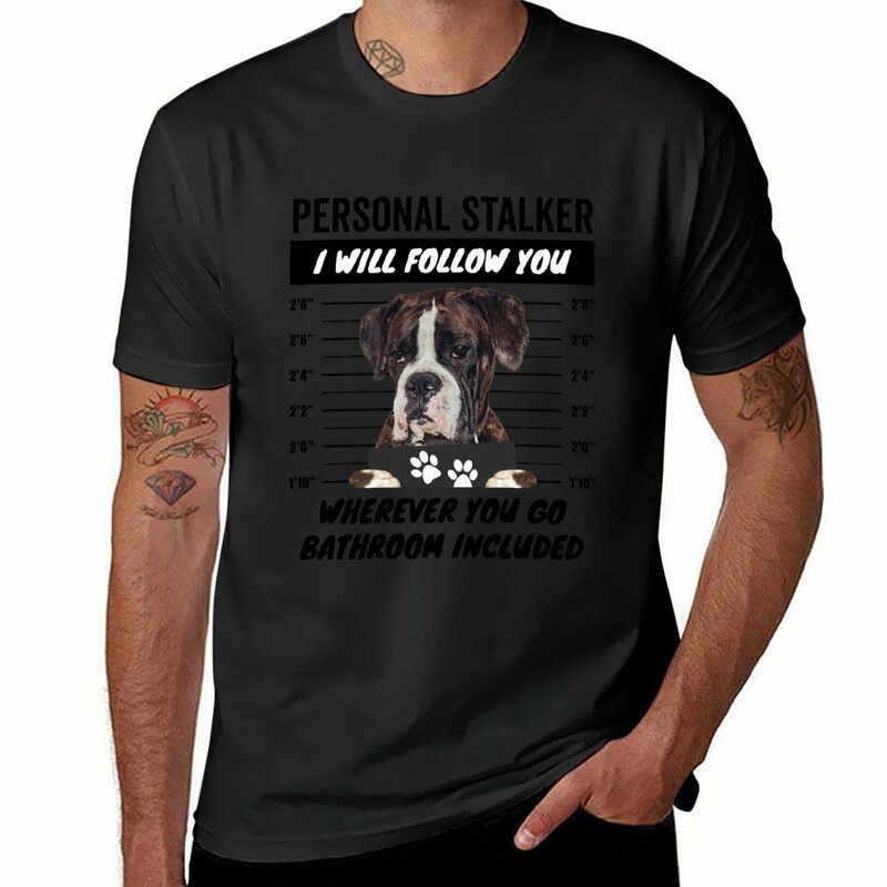 Persönlicher Stalker Hunde brindle Boxer T-Shirt Zoll Hippie Kleidung Herren T-Shirt