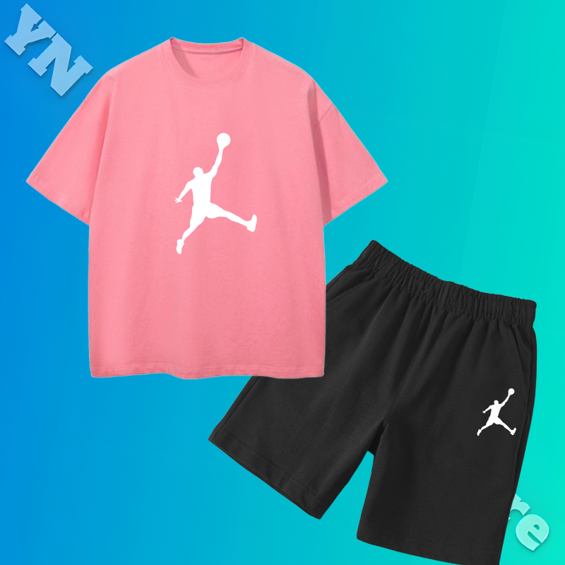 Conjunto de camiseta e shorts de algodão infantil, roupas esportivas infantis, moda masculina, verão, 2 peças