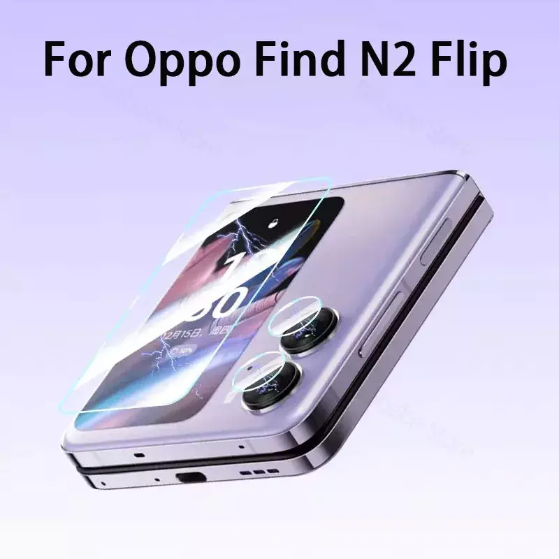 Protectores de vidrio de lente trasera para Oppo Find N2, vidrio protector de cámara de teléfono abatible para Oppo Find N2, vidrio de pantalla trasera pequeña