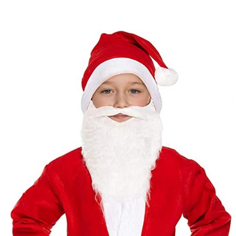 Disfraz esponjoso rizado de barba de Papá Noel para adultos y niños, actuación navideña, bigote de manillar blanco falso para fiesta