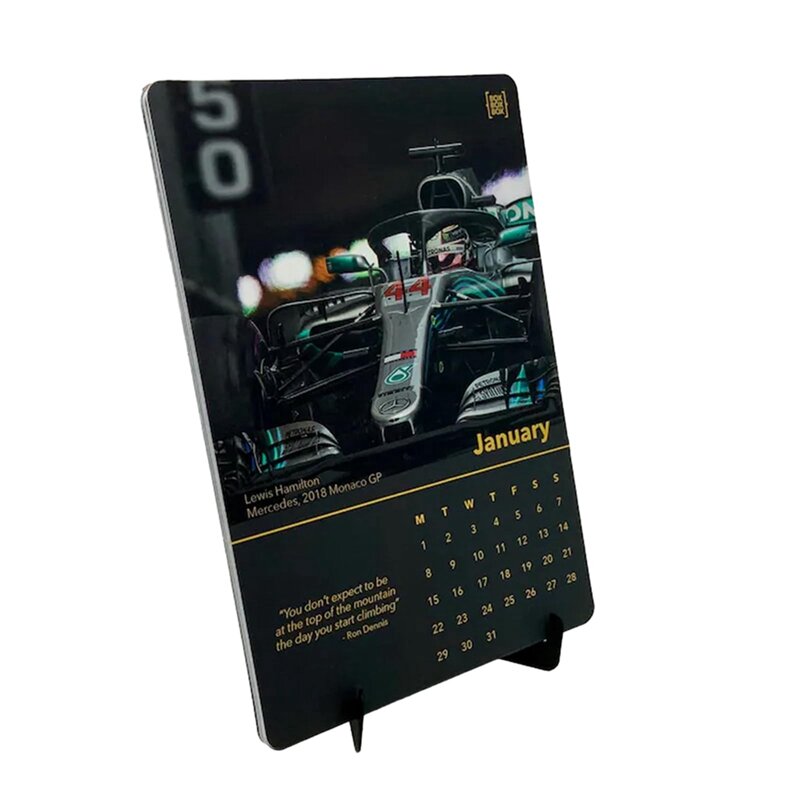 Portátil Monthly Wall Calendar, Decoração para Car Fan, Race Car Images, Desk Calendar, 2Pcs