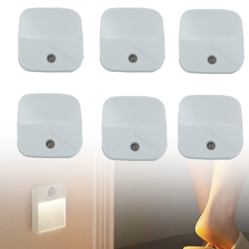 6pcs Bedroom LED Night Light Intelligent Light Control Plug-In Inductance Response Light Book Lights Reading Eye Protection Lamp