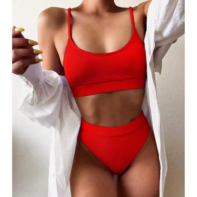 Conjunto de Bikini brasileño acolchado para mujer, traje de baño de dos piezas con realce, microbikini Sexy, ropa de playa, 2023
