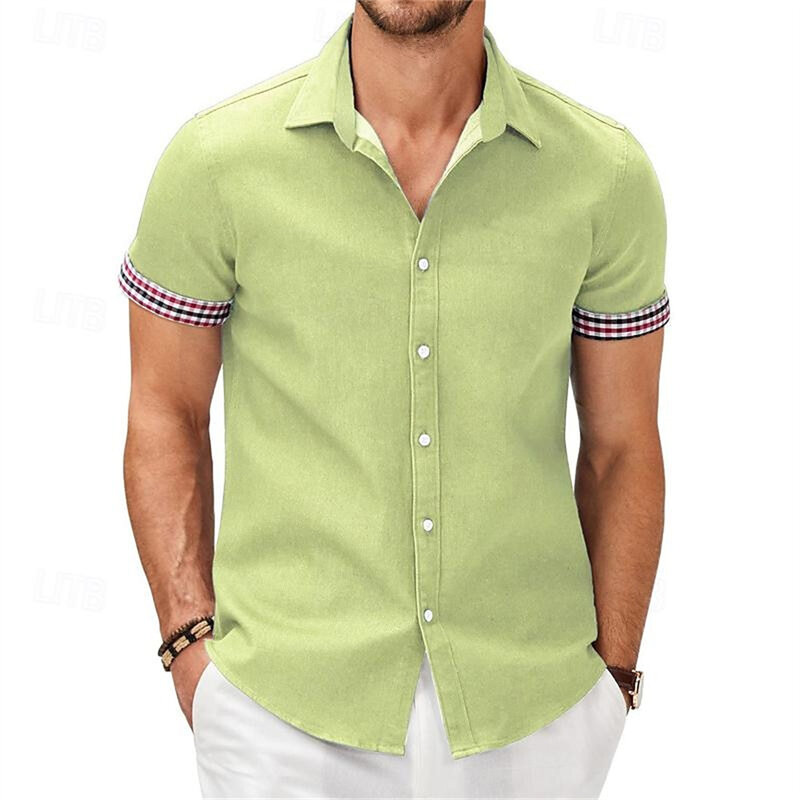 Рубашка мужская с коротким рукавом, деловой Повседневный однотонный костюм с принтом, уличный Рабочий костюм, топ с откидным воротником, лето 2024