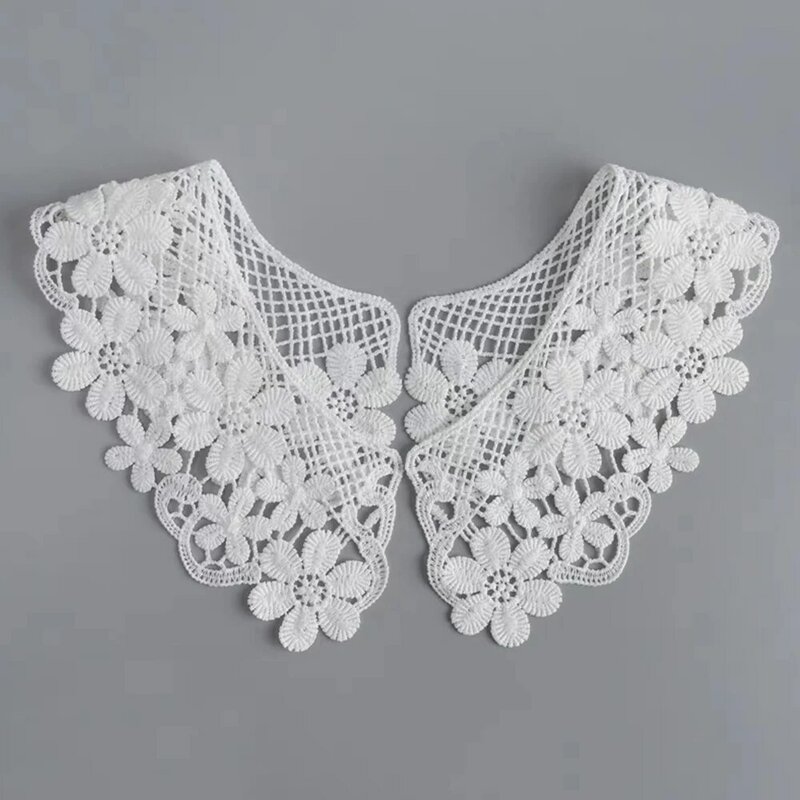 1 PC White Neckline Fake Collar Lace Fabric Embroidery Carft DIY Dress Garment Decoration Accessories