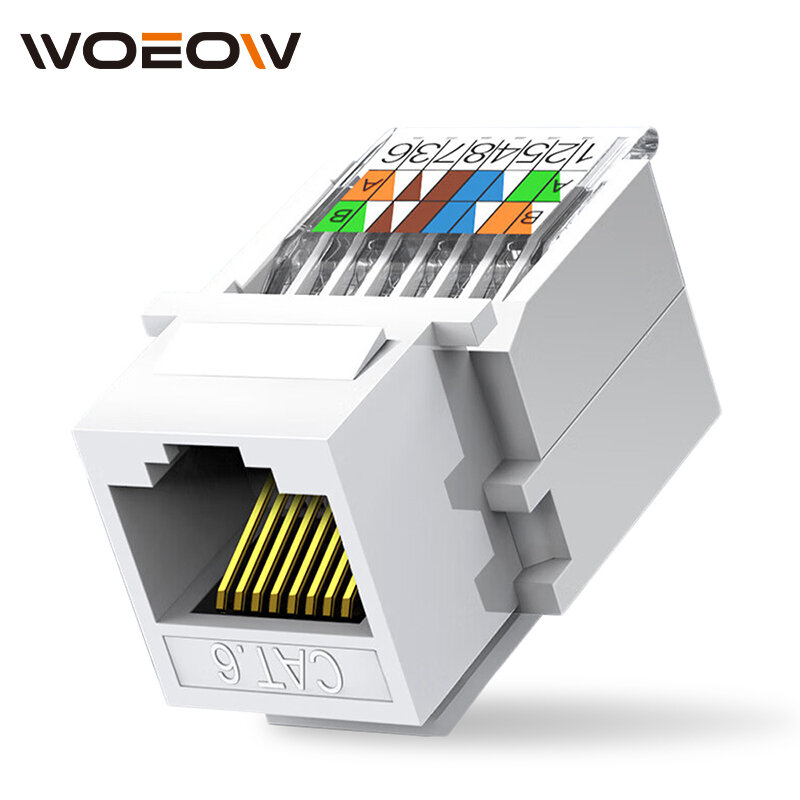 WoeoW-Keystone Jack Connector Adapter, Módulo Keystone, Internet Rede Ethernet Cable, Cabo LAN, Cat5e, Cat6
