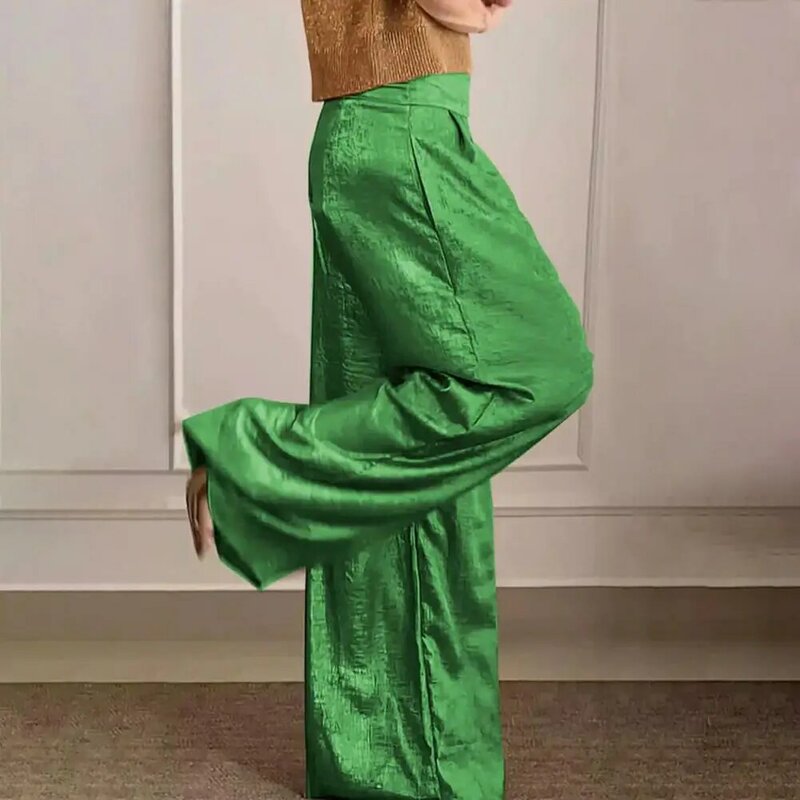 Casualowy luźny garnitur Stylowy damski zestaw spodni z wysokim stanem i szerokimi nogawkami V Szyja Krótki rękaw dla modnych