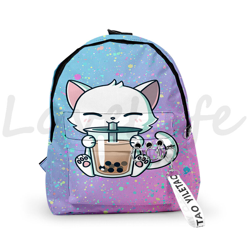 Novos animais boba chá mochila para meninas meninos estudantes anime saco de escola crianças bookbag chaveiro mochilas de viagem notebook