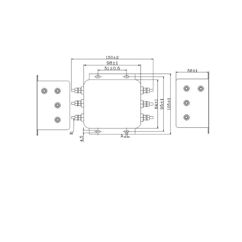 Triphasé 3/quatre fils 380V AC Alimentation EMI Filtre Servo Onduleur Anti-interférence CW12B-60A-S
