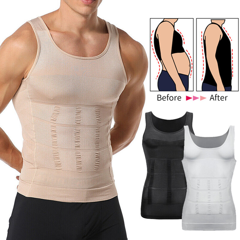 Slimming corpo Shaper colete camisa masculina, Abs, abdômen, Slim, Gym Workout, controle de barriga, regata de compressão, shapewear sem mangas