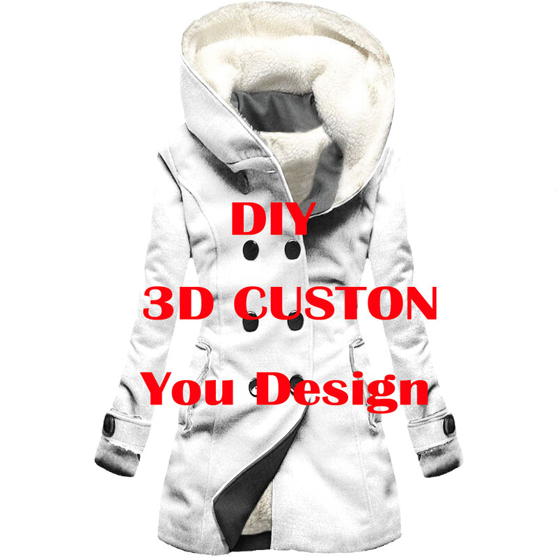 DIY akceptuje niestandardowy projekt Drop Shipping i hurtowy druk 3D polar płaszcz z kapturem gruby ciepły płaszcz Unisex