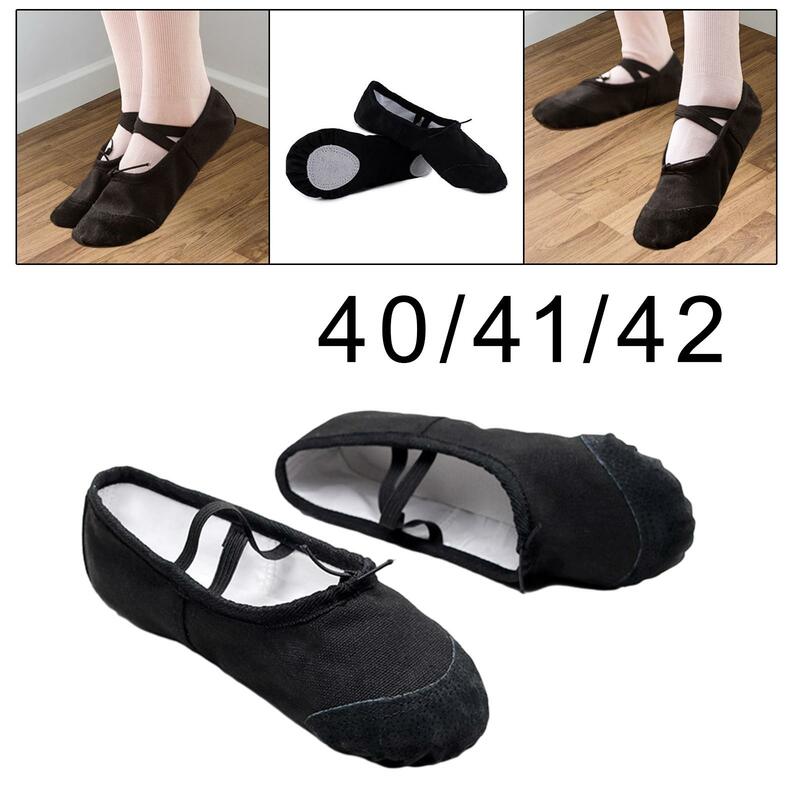 Ballet Shoes Dancewear Canvas Performance Fitness Ballerina Shoes with Elastic Straps Fashion Yoga Shoes for Adults Men Women