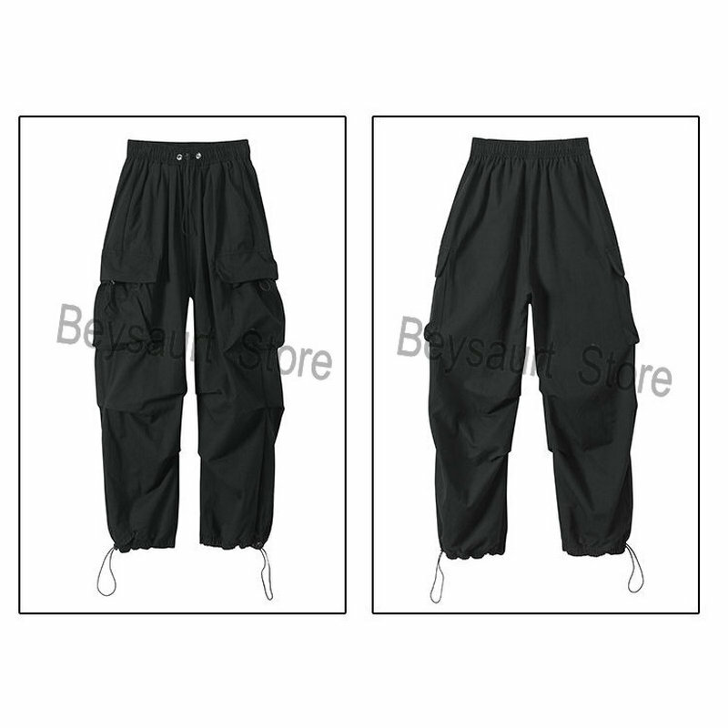 Pantalon cargo multi-poches pour homme et femme, streetwear, sarouel, décontracté, taille élastique, couleur unie, baggy, printemps, 2023