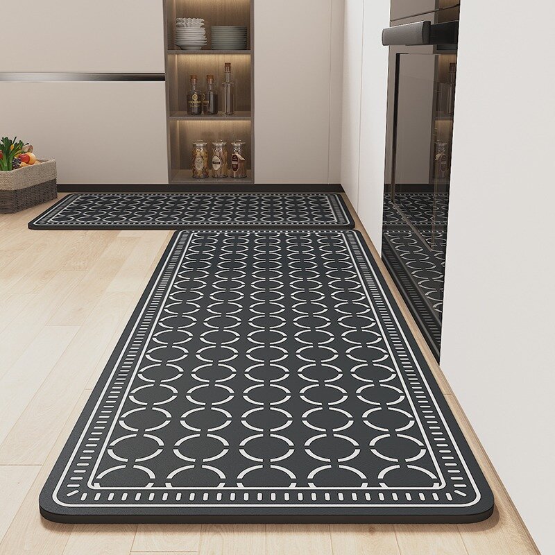Keset lantai dapur, karpet dapur anti noda tahan air bahan kulit PVC rumah, karpet anti gores dan aus