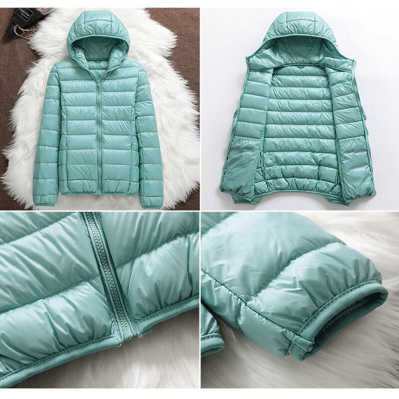 女性用薄手のジャケット,白いダックダウンジャケット,暖かい春秋コート,ポータブルアウター,2021