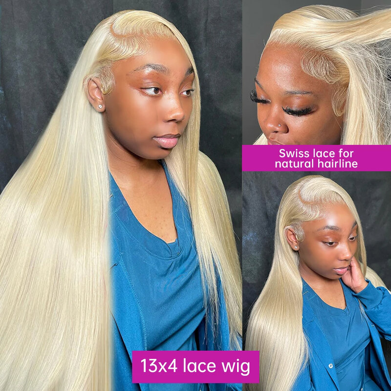 HD Transparent Bone Straight Lace Frontal Wigs 613 Honey Blonde Color Lace Front Human Hair Wigs for Women Brazilian Remy Hair