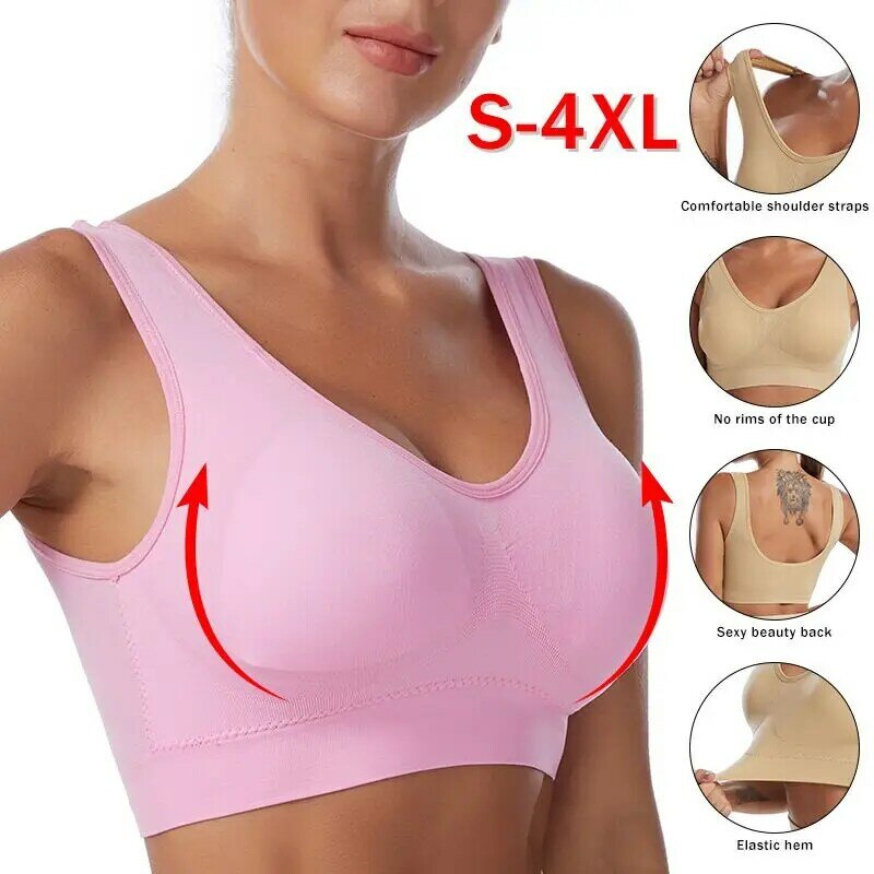 Sports Bra Large Size Seamless Adjustment Bra Top Bra Comfortable Sweat Absorbent Underwear S--4XL