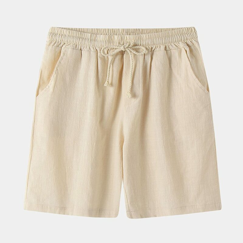 Pantalones cortos de lino para hombre, Shorts holgados, informales, de Color sólido, para vacaciones en casa, playa, Club, uso diario