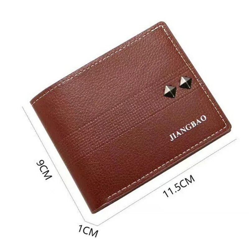 Fashion Men Short Wallet Small Solid Wallets PU Leather Purse Simple Retro Card Holder Ultra-thin Money Clip Personality