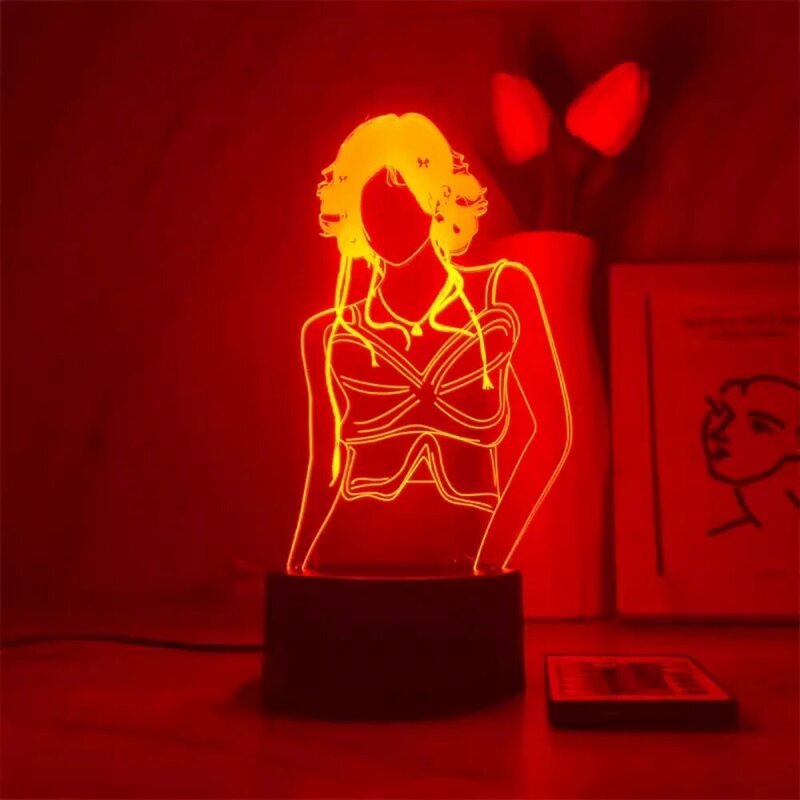 3D iluzja światła nocne Led Super gwiazda dziewczyny lampa wielokolorowy zmieniająca stolik dziewczyna 3d lampa ozdobna lampa do sypialni Xmas Gif
