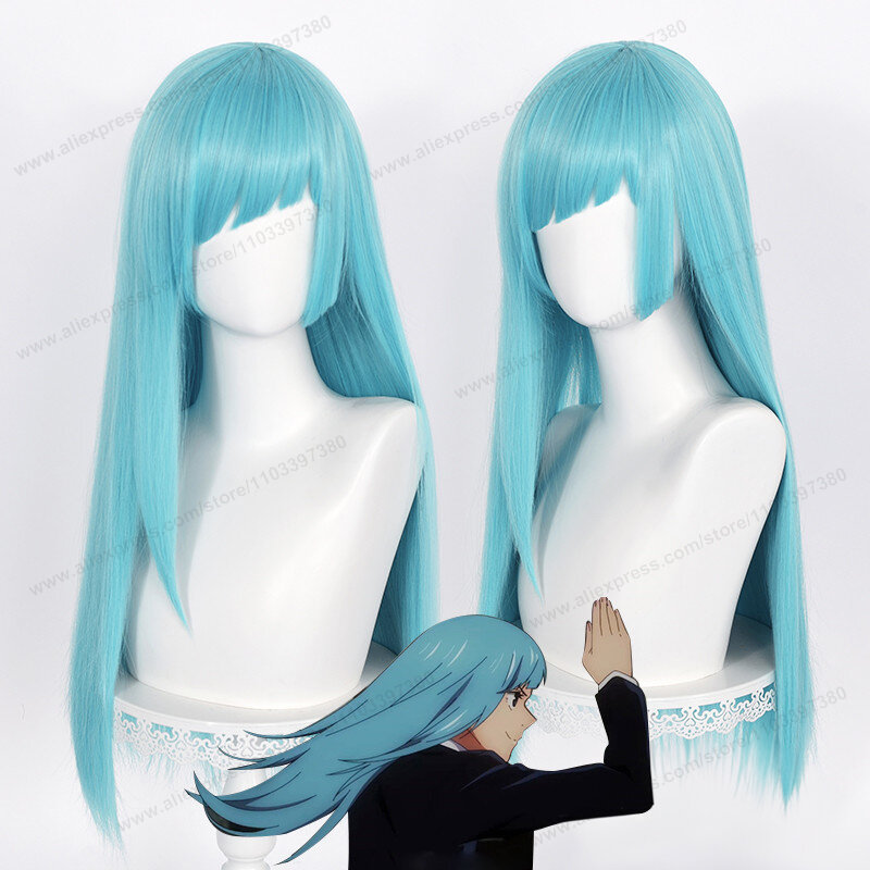 Miwa Kasumi Peluca de Cosplay para mujer, pelo azul largo de 70cm, pelucas de Cosplay de Anime, pelucas sintéticas resistentes al calor