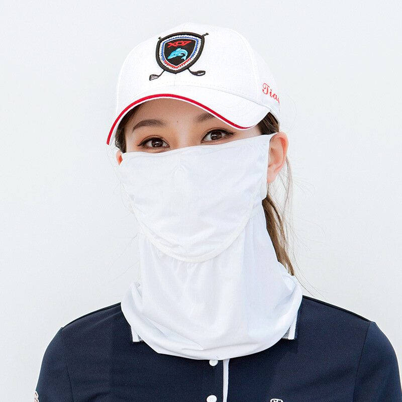 Ice Silk Sunscreen Máscara Facial, lenço feminino, Golf Cover, esportes ao ar livre, respirável, fino, verão