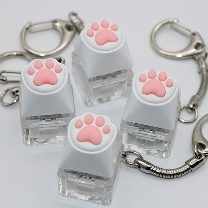 Cartoon Cute Cat Paw Keyboard Switch Tester Keychain Pendant Soft Silicone Decompression Toy Simulation Keyboard Venting Toys