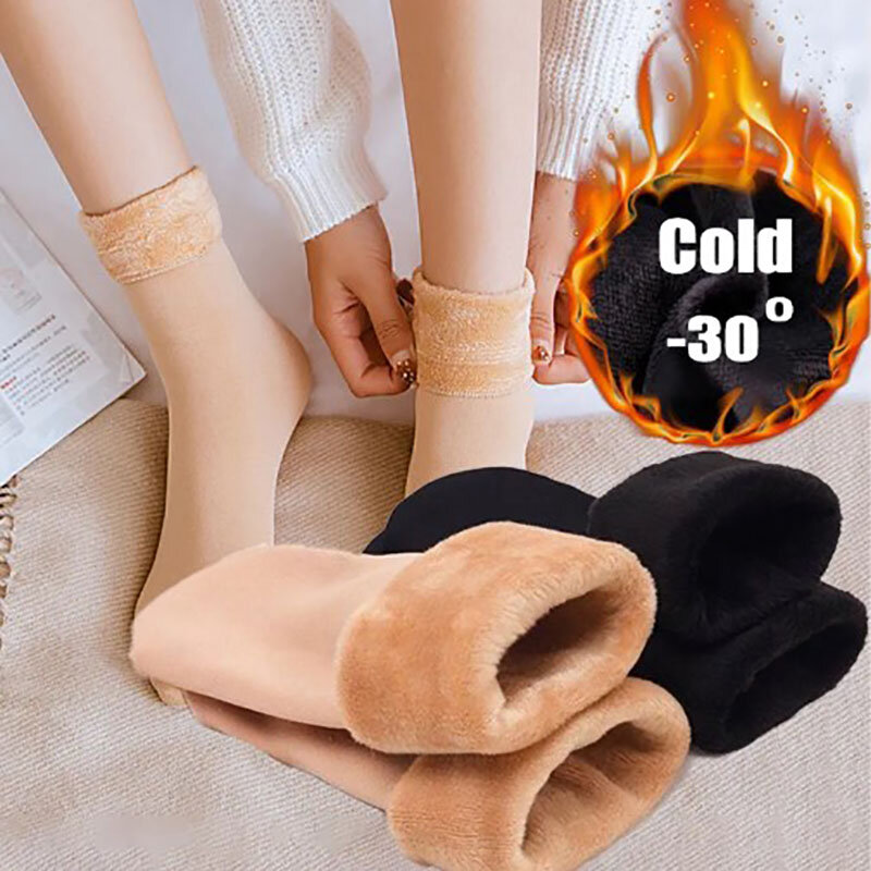 4 Pairs Winter Wool Warm Socks Women Thickened Cashmere Seamless Snow Sock Dropshipping Velvet  Home Floor Sleeping Short Socks