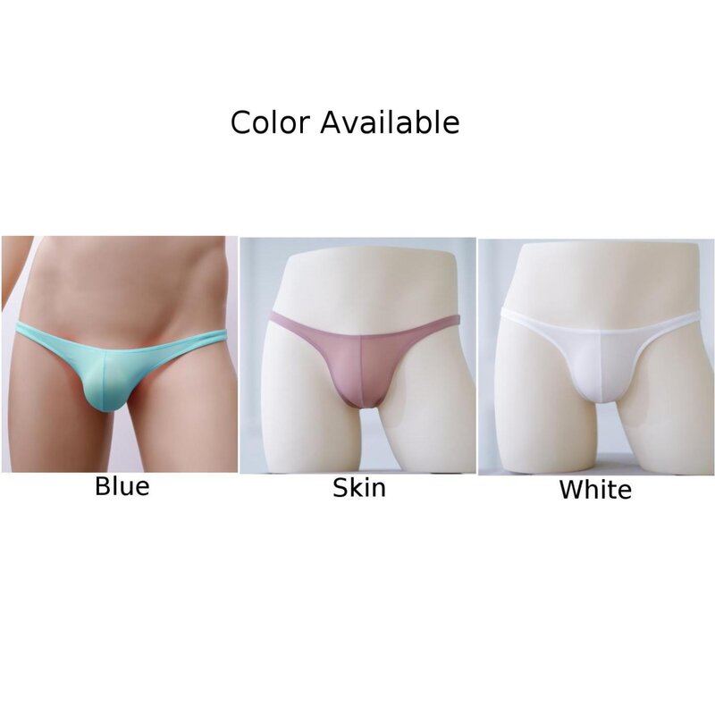 Ice Silk Mens Sexy Underwear Bikini Low-Rise T-Back Underpants Open Butt G-string See-Through Scrotum Panties Soft Thong