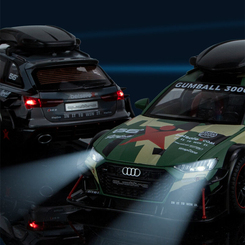 Audi RS6 Avant Station Wagon, coche de carreras de aleación, modelo de coche de juguete de Metal fundido a presión, modelo de coche de juguete con sonido y luz, regalo para niños, 1/24