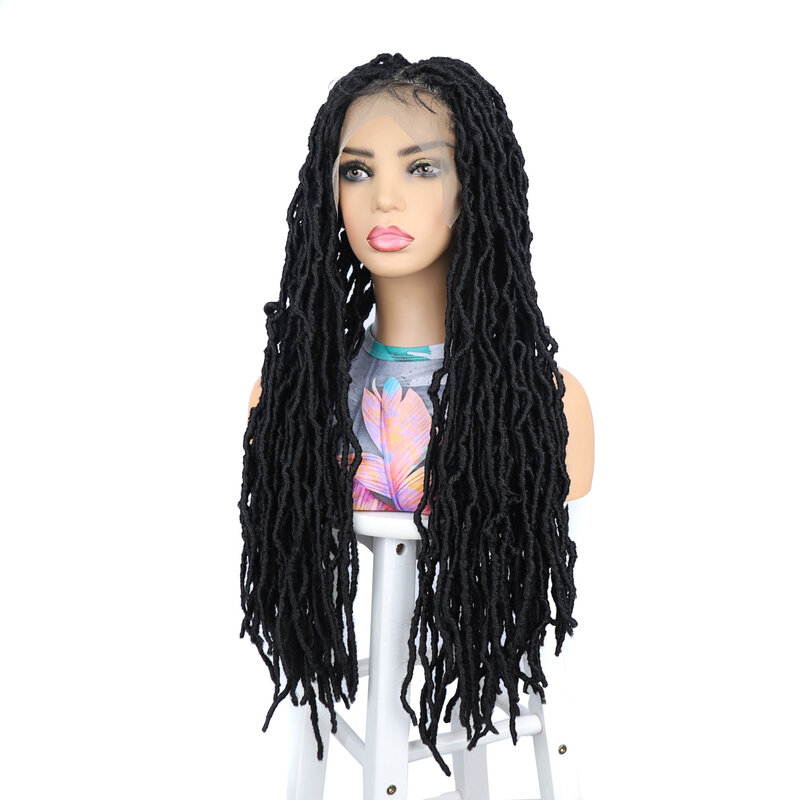 Synthetic 28Inch Dreadlocks Hair Wig Long Curled Twisted Braid Black Heat Resistant Breathable Wig for Black Women