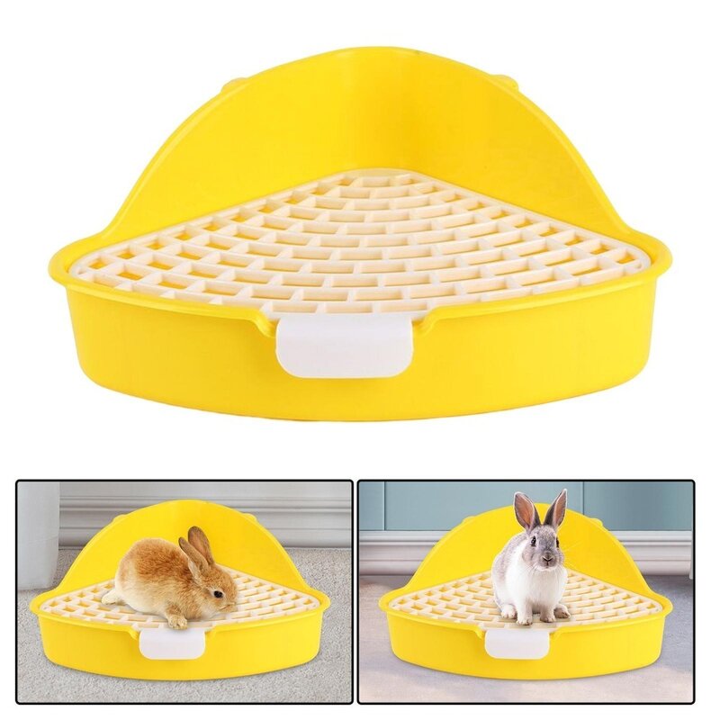 For Small Pet Rabbit Litter Tray Portable Cleaning Supplies Removable Potty Trainer Triangle Plastic Litter Bedding Box