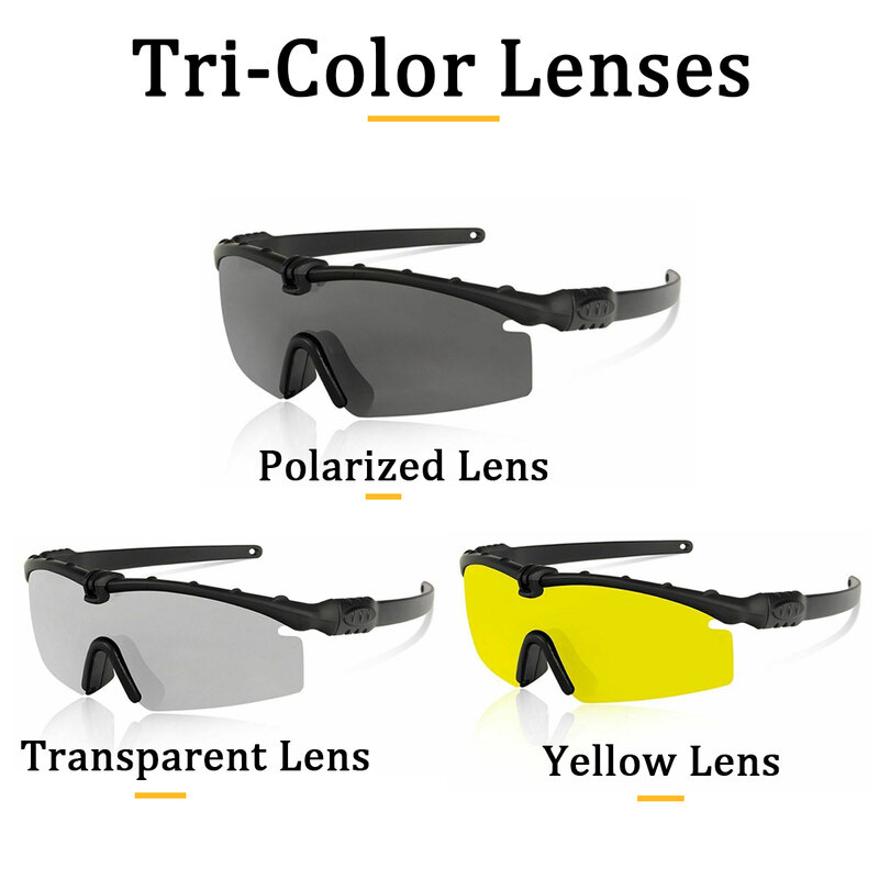 Okulary ochronne Tricolor Airsoft Paintball, Ochrona przed promieniowaniem UV i przeciwmgielne okulary, Do strzelania, polowania, gier Bbs