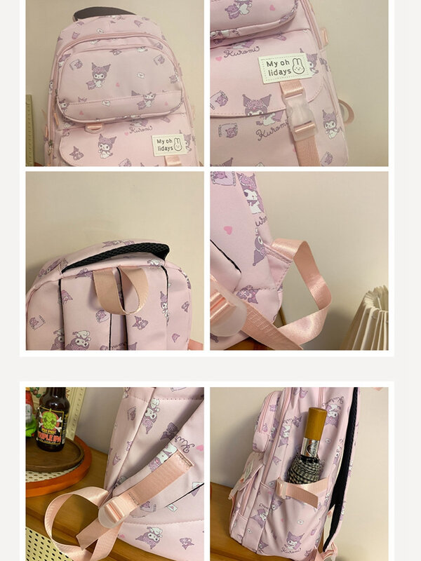 Nowy plecak Kuromi uroczy plecak z kreskówek, podstawowy i drugi uczniowie, torba szkolna o dużej pojemności dla kobiet