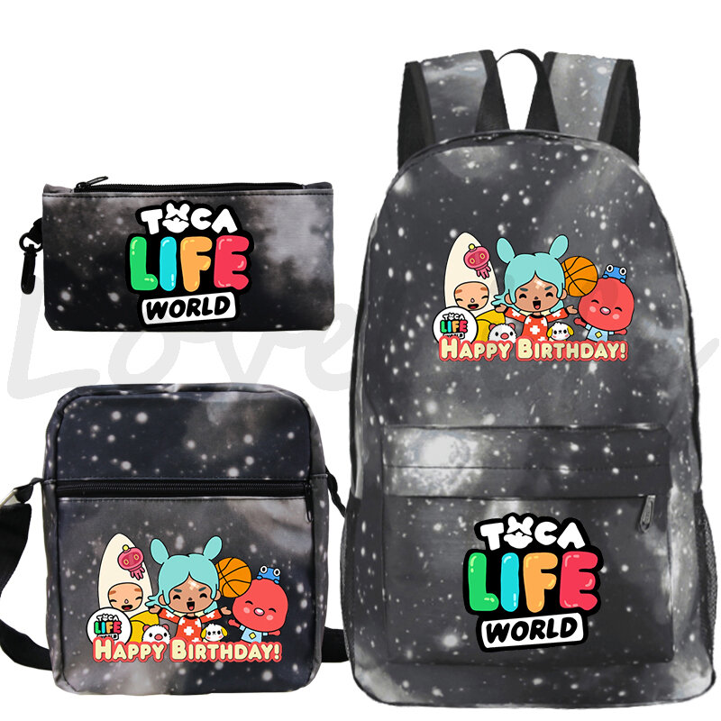 3 sztuk/zestaw Toca Boca Life World plecak dla dzieci plecak Anime kreskówka Toca Boca drukuj torby szkolne dla dzieci studenci plecak