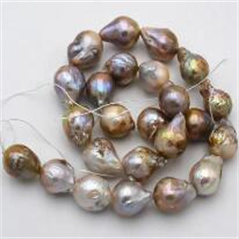 Natural 14x18mm Multicolor Baroque Edison Reborn Keshi Pearl loose beads 15"AAA